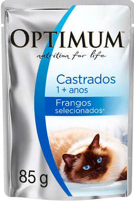 Ra��o �mida Optimum Sach� para Gatos Adultos Castrados Frango 85g
