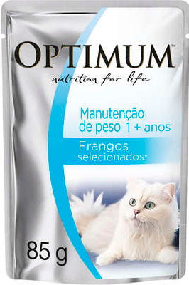 Ra��o �mida Optimum Sach� para Gatos Adultos Manuten��o de Peso Frango 85g