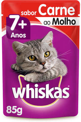 Ra��o �mida Whiskas Sach� Carne ao Molho para Gatos Adultos S�nior 7 + Anos 85g