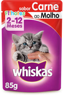 Ra��o �mida Whiskas Sach� Carne ao Molho para Gatos Filhotes 85g