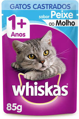 Ra��o �mida Whiskas Sach� Peixe ao Molho para Gatos Adultos Castrados 85g
