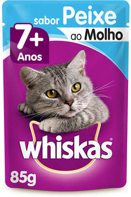 Ra��o �mida Whiskas Sach� Peixe ao Molho para Gatos S�nior 7 + Anos 85g