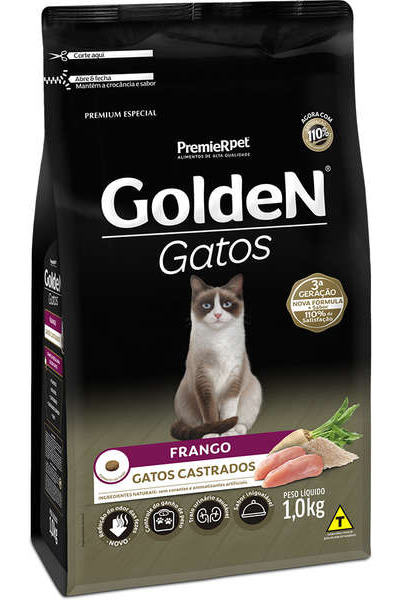 Ra��o Golden Gatos Adultos Castrados Frango 1kg